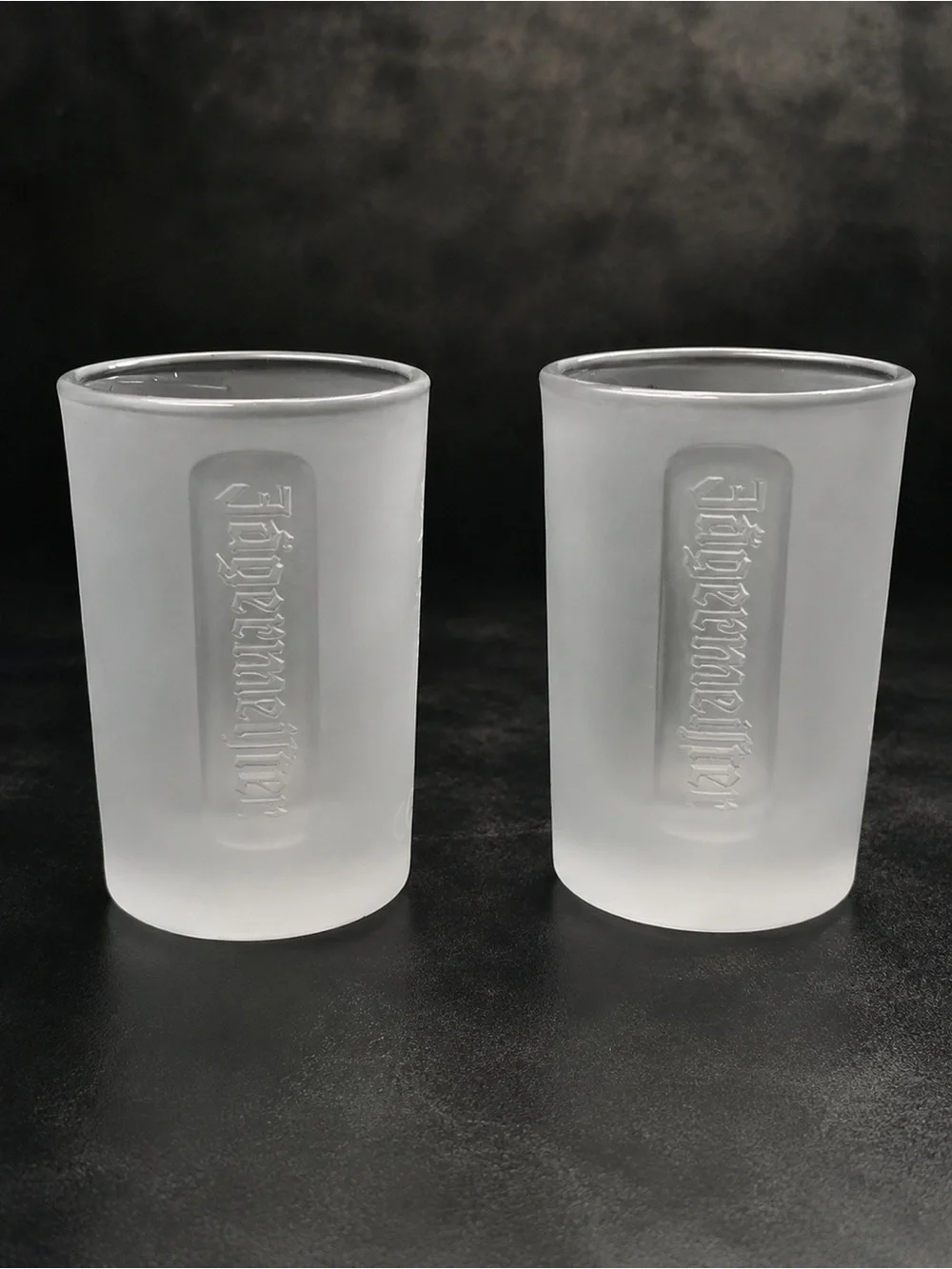 Pair of Vintage Jägermeister Frosted Shot Glasses | Heavy Barware | 2 cl ARC Log